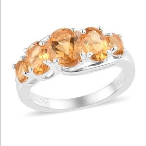 NWT Sterling Silver Citrine 5-Stone Ring